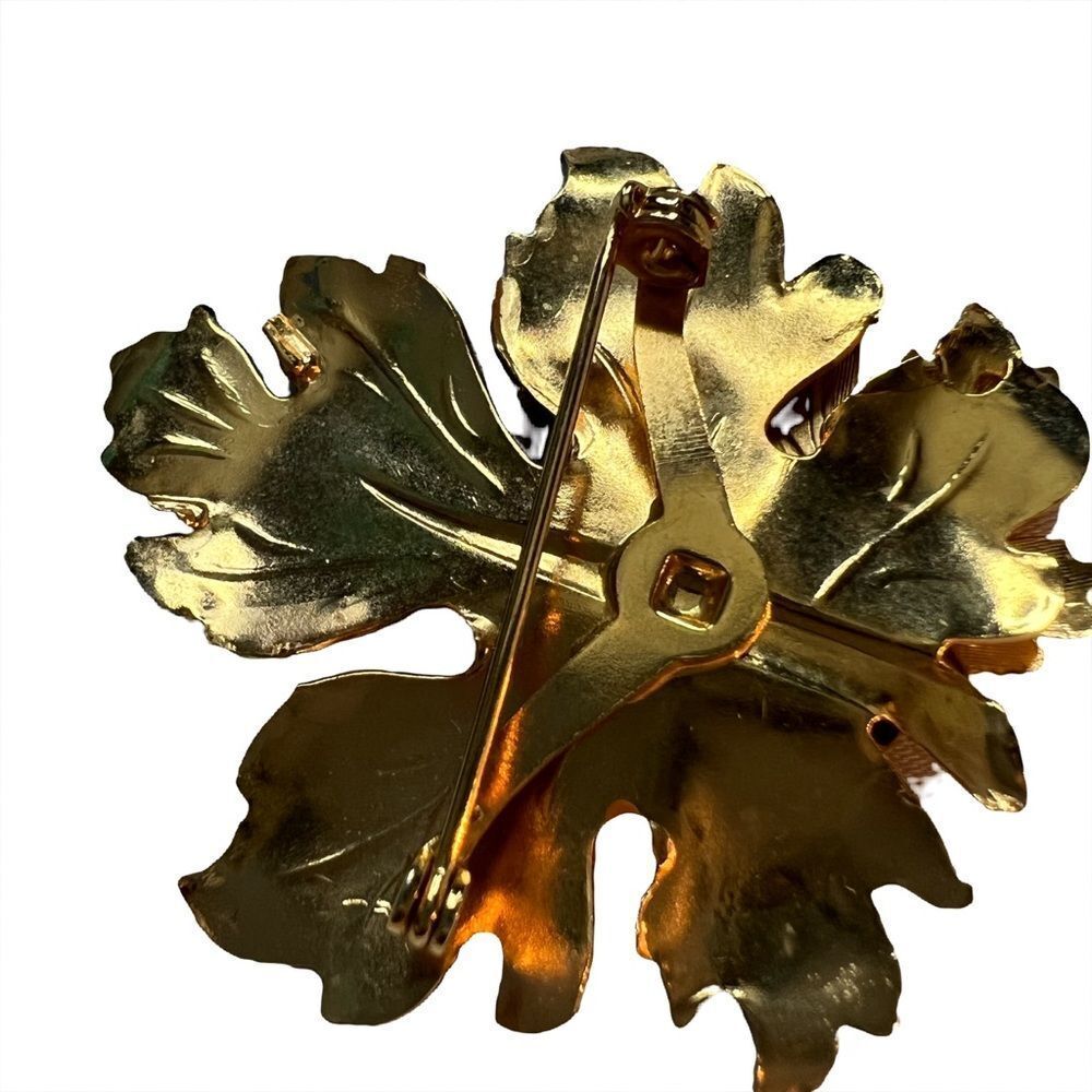 Vintage Leaf Colorful Green Burgundy Gold Tone Boho Autumn Brooch - Picture 4 of 13